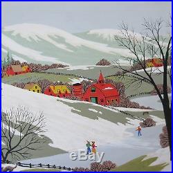Gardner American Folk Art 1940's Painting Original Winter Regionalism Vintage