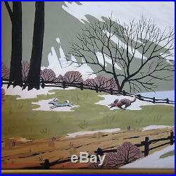 Gardner American Folk Art 1940's Painting Original Winter Regionalism Vintage