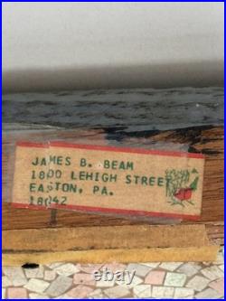 Genuine American Folk Art Winter Snow Scene On Linoleum Signed Jim Beam