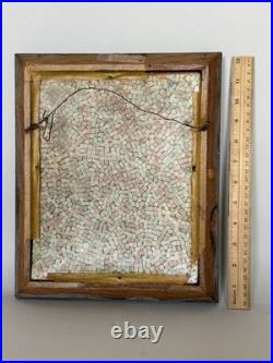 Genuine American Folk Art Winter Snow Scene On Linoleum Signed Jim Beam