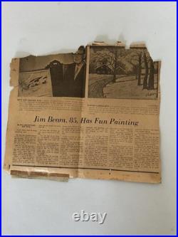 Genuine American Folk Art Winter Snow Scene On Linoleum Signed Jim Beam