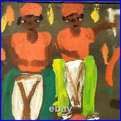 Gerard Fortune Original Large Painting, Haitian Haiti Folk Art, Framed & Signed