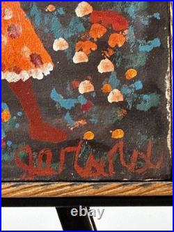 Gerard Fortune Signed Haitian Folk Art Oil Painting Women Orchard Framed