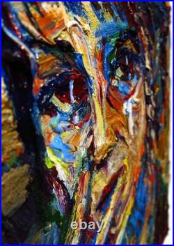 Girl Portrait Oil? Painting Realism Art? Signed Vintage Original Outsider Scream A