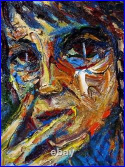 Girl Portrait Oil? Painting Realism Art? Signed Vintage Original Outsider Scream A