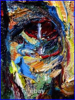 Girl Portrait Oil? Painting Realism Art? Signed Vintage Original Outsider Scream A