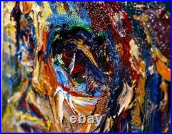 Girl Portrait Oil? Painting Realism Art? Signed Vintage Original Outsider Scream A