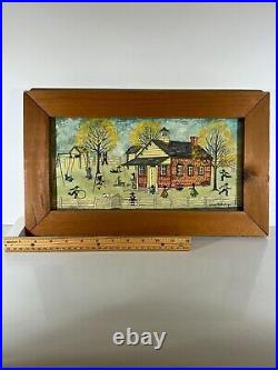Great Dolores Hackenberger Original Oil Painting Amish Folk Art School House