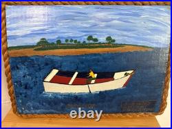 GullahFolk Woodburning Painting Rev. J. F. Simmons Da Row Boat Signed