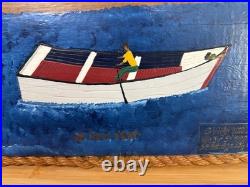 GullahFolk Woodburning Painting Rev. J. F. Simmons Da Row Boat Signed
