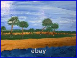 GullahFolk Woodburning Painting Rev. J. F. Simmons Da Row Boat Signed