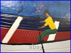GullahFolk Woodburning Painting Rev. J. F. Simmons Da Row Boat Signed