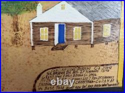 Gullah Folk Art Woodburning Painting Rev. J. F. Simmons Cadillac Truck Signed