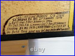 Gullah Folk Art Woodburning Painting Rev. J. F. Simmons Cadillac Truck Signed