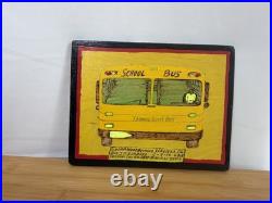 Gullah Folk Art Woodburning Painting Rev. J. F. Simmons School Bus Signed