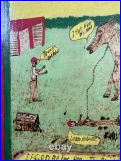 Gullah Folk Art Woodburning Rev. J. F. Simmons Hold Your Horse Signed