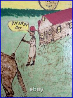 Gullah Folk Art Woodburning Rev. J. F. Simmons Hold Your Horse Signed