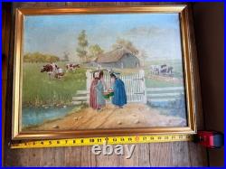 Gustav Behncke 1930 Original Oil Painting Oshkosh Wisconsin Farm Folk Art Framed