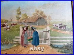 Gustav Behncke 1930 Original Oil Painting Oshkosh Wisconsin Farm Folk Art Framed