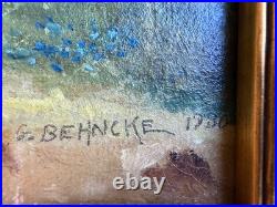 Gustav Behncke 1930 Original Oil Painting Oshkosh Wisconsin Farm Folk Art Framed