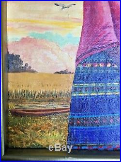 Guy LaBree (1941-2015) Oil Painting Seminole Tribe Florida
