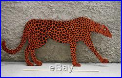 HOWARD FINSTER Cheetah 1985 Painting Plywood Cutout VERY LARGE American Folk Art