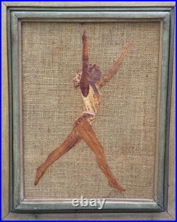 H. Bonte Haitian Artist Wood Collage Painting Black Ballet Dancer Haiti Clerisme