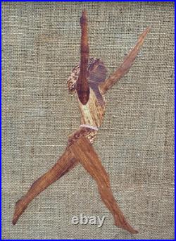H. Bonte Haitian Artist Wood Collage Painting Black Ballet Dancer Haiti Clerisme