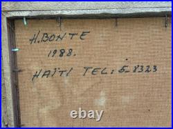 H. Bonte Haitian Artist Wood Collage Painting Black Ballet Dancer Haiti Clerisme