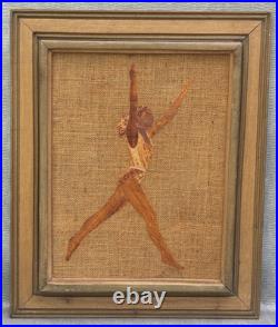 H. Bonte Haitian Artist Wood Collage Painting Black Ballet Dancer Haiti Clerisme