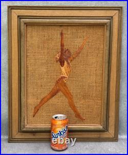 H. Bonte Haitian Artist Wood Collage Painting Black Ballet Dancer Haiti Clerisme