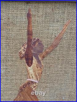 H. Bonte Haitian Artist Wood Collage Painting Black Ballet Dancer Haiti Clerisme