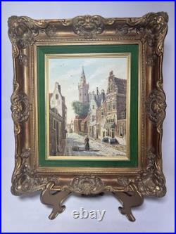 H. J. Topman Signed Original Oil On Canvas Woman In Old Town Painting H. J. Topman Signed Original Oil On Canvas Woman In Old Town Painting