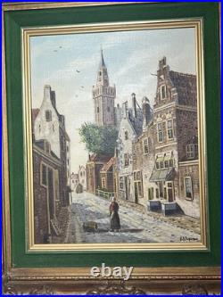 H. J. Topman Signed Original Oil On Canvas Woman In Old Town Painting H. J. Topman Signed Original Oil On Canvas Woman In Old Town Painting