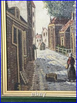 H. J. Topman Signed Original Oil On Canvas Woman In Old Town Painting H. J. Topman Signed Original Oil On Canvas Woman In Old Town Painting