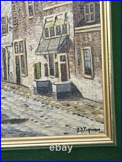 H. J. Topman Signed Original Oil On Canvas Woman In Old Town Painting H. J. Topman Signed Original Oil On Canvas Woman In Old Town Painting