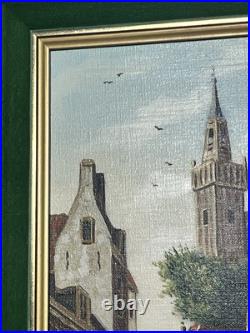 H. J. Topman Signed Original Oil On Canvas Woman In Old Town Painting H. J. Topman Signed Original Oil On Canvas Woman In Old Town Painting