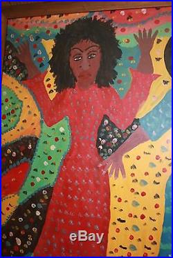 Haiti Haitian Painting Gerard Fortune Folk Outsider Art Large