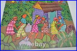Haitian Folk Art Naif Painting Haiti Caribbean Village Artist Leveille Jeralle