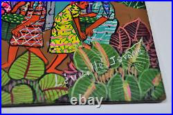 Haitian Folk Art Naif Painting Haiti Caribbean Village Artist Leveille Jeralle