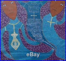 Haitian Folk Art Painting Primitive Naive Peinture Toile Haiti Levoy Exil 4836