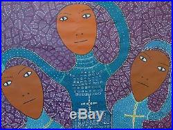 Haitian Folk Art Painting Primitive Naive Peinture Toile Haiti Levoy Exil 4836