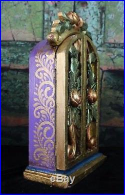 Hand Carved & Painted Wood Altar Piece Our Lady of Guadalupe Mexican Folk Art