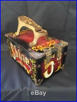 Hand Painted Vintage Wooden Shoe Shine Box American Fairground Folk Art