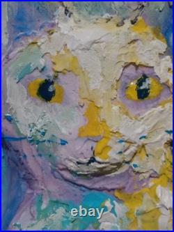 Hand painted OOAK Modern Appalachian Folk Art The Greeting cat painting feline