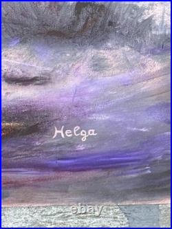 Helga Schweininger Signed Oil Painting Feeling Lost Folk Art Outsider 30x40