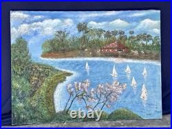 Helga Schweininger Signed Oil Painting Sailing Tropical Landscape 30x40 Folk