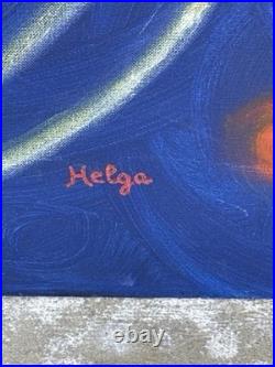 Helga Schweininger Signed Original Oil Painting Folk Art Outsider 30x40