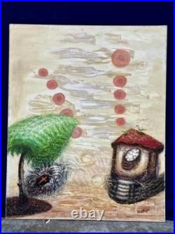 Helga Schweininger Signed Surreal Oil Painting Strange World Folk Art 24x30