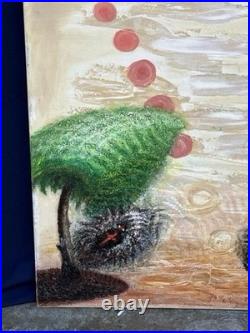Helga Schweininger Signed Surreal Oil Painting Strange World Folk Art 24x30